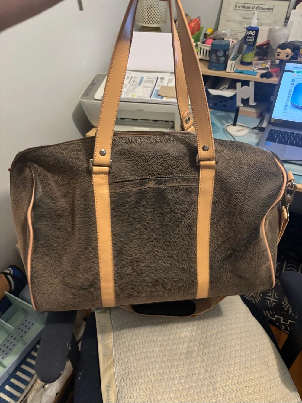 Men's Brown Duffel Bag with Tan Trim